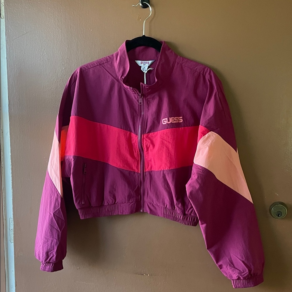 GUESS cropped nylon track  jacket